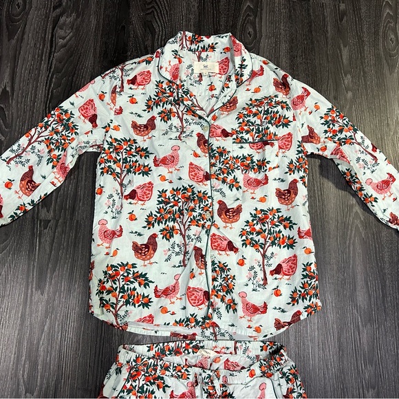 Printfresh Hen Pajamas with Chicken and Tree Print Cotton Set Retail $168 - Picture 7 of 10